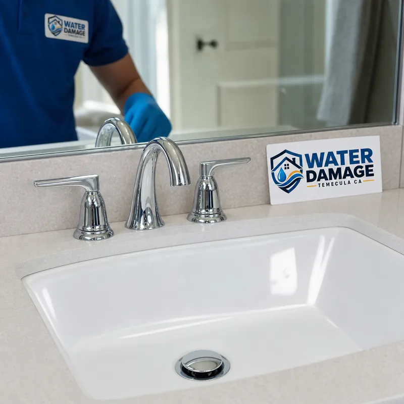 Clean bathroom sink and polished chrome faucet with mirror smudges removed
